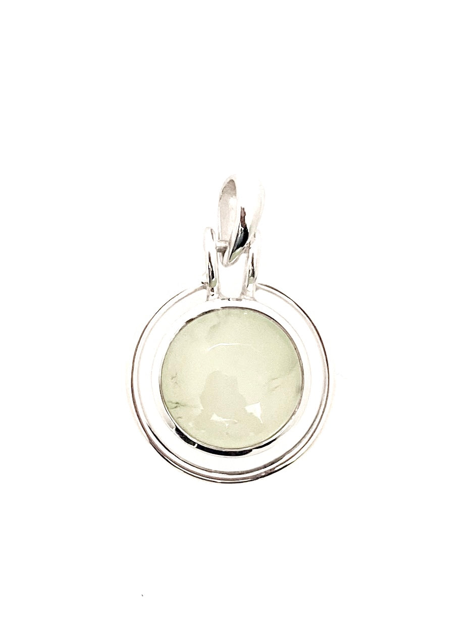 Sterling Silver Circular Prehnite Pendant