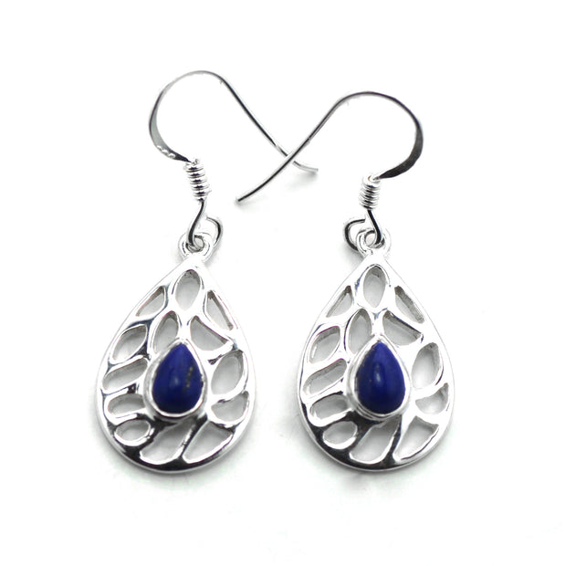 Stylish Silver Lapis Lazuli Teardrop Earrings