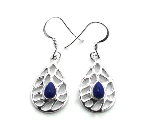 Stylish Silver Lapis Lazuli Teardrop Earrings