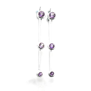 Amethyst Silver Thread Earrings