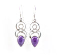 Double Twist Silver Amethyst Earrings