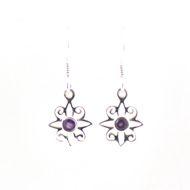 Curly Star Amethyst Earrings