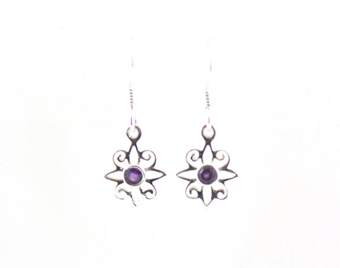 Curly Star Amethyst Earrings