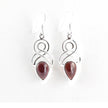 Double Eight Garnet Teardrop Silver Earrings