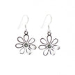 Silver Daisy Earrings With Blue Topaz Pistil