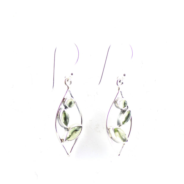 Triple Peridot Sterling Silver Leaf Earrings