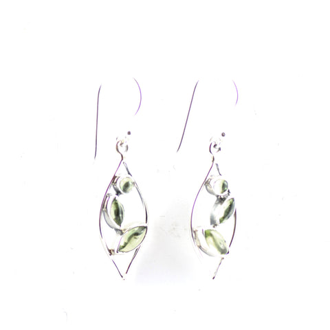 Triple Peridot Sterling Silver Leaf Earrings