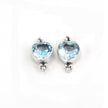 Blue Topaz Heart Stud Earrings with Silver Triplets