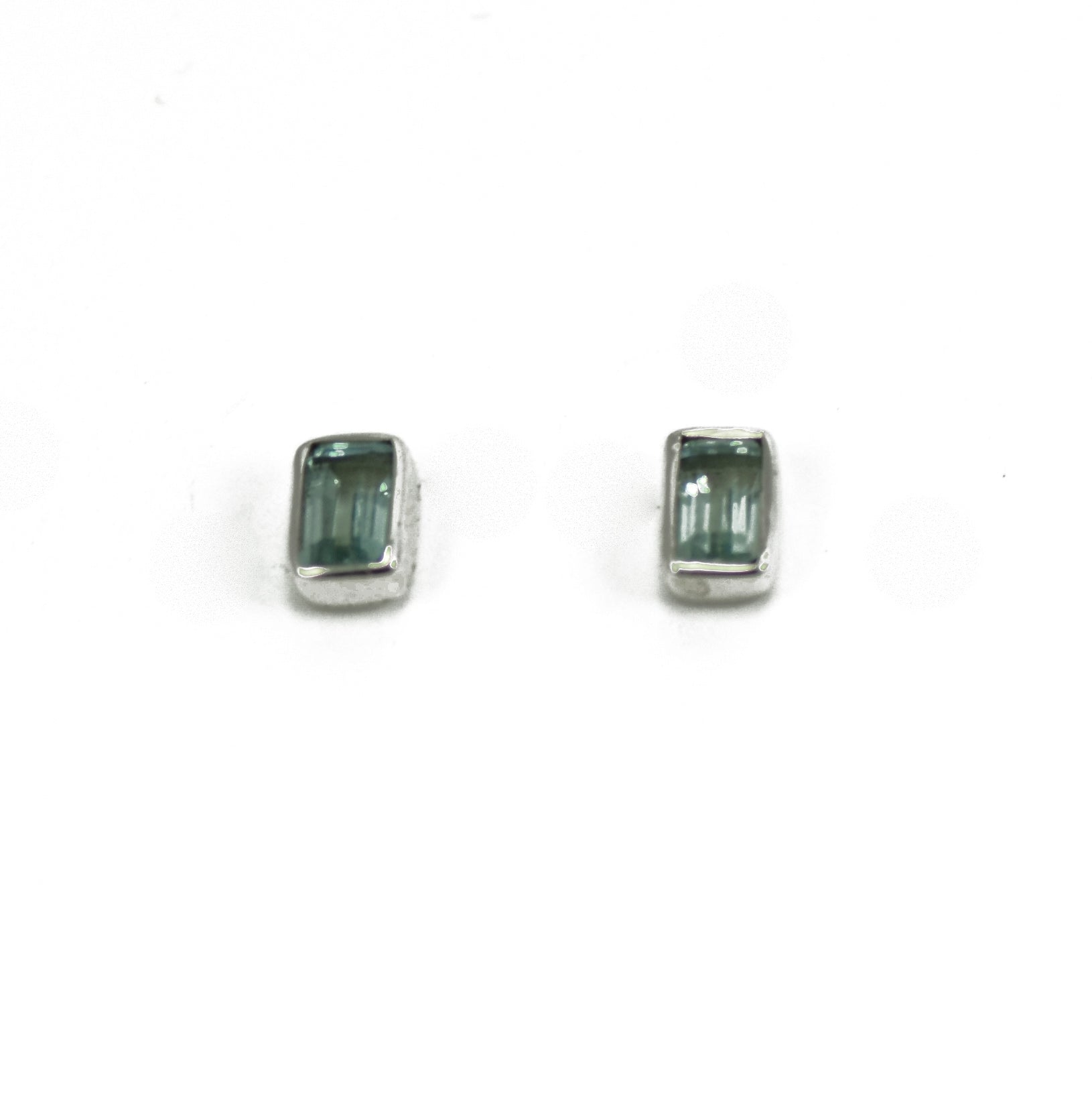 Blue Topaz Silver Shield Stud Earrings