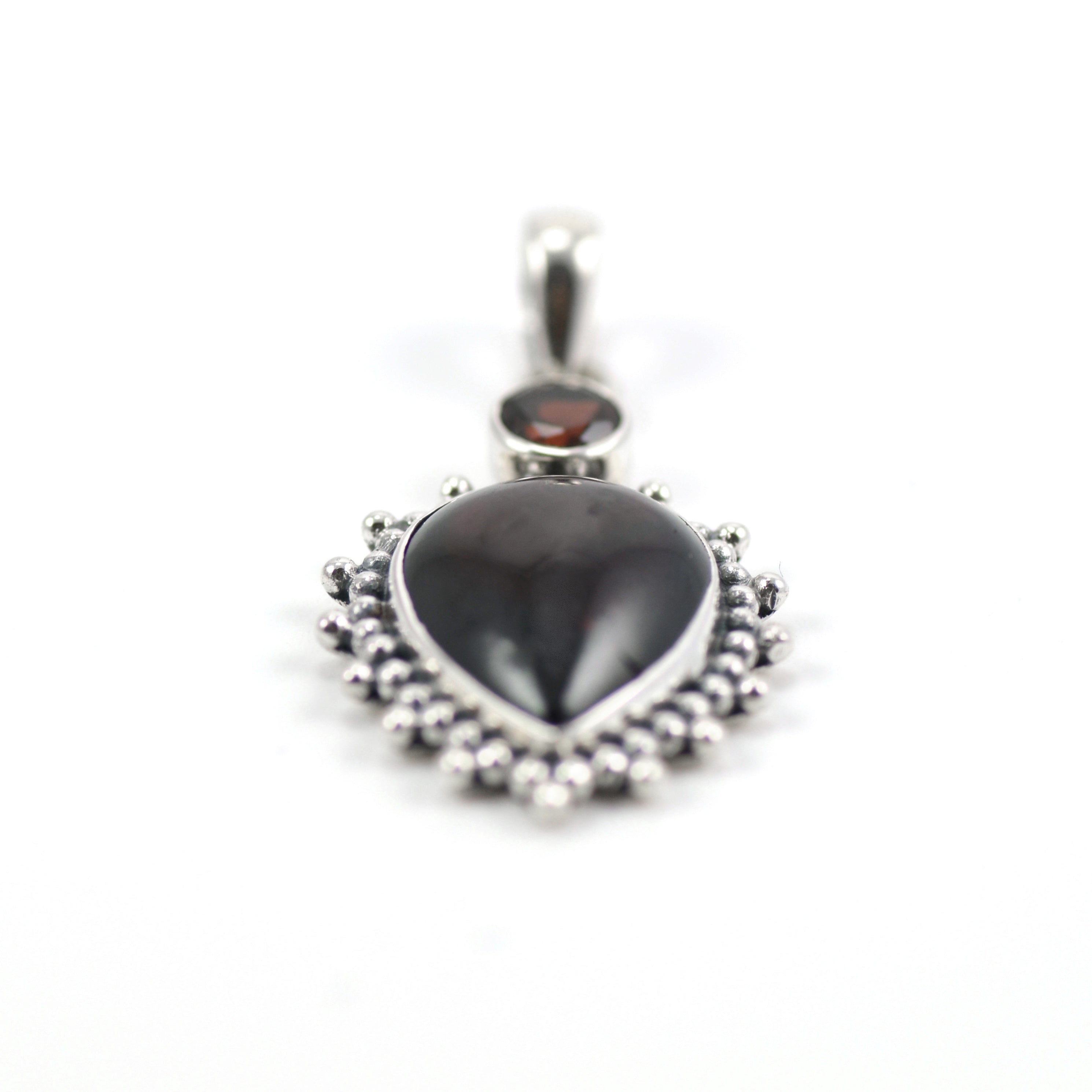 Silver Halo Garnet Pendant