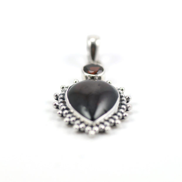 Silver Halo Garnet Pendant