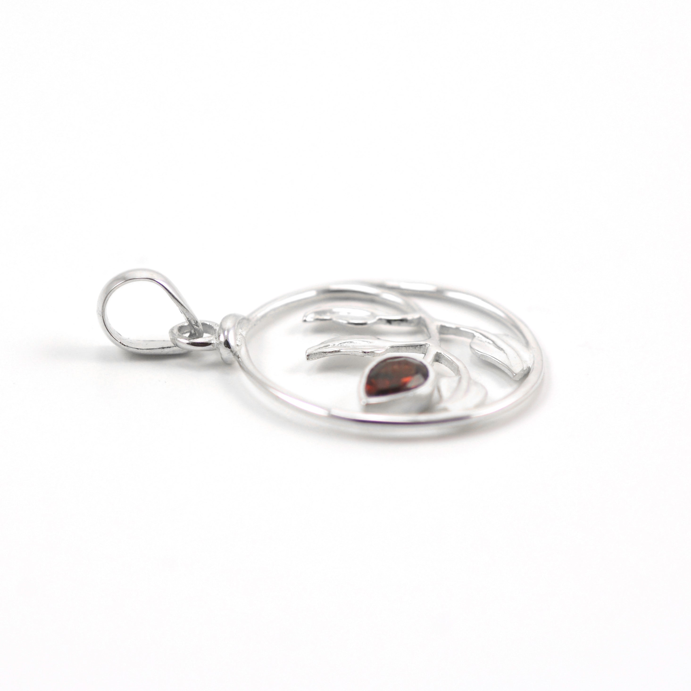 Sapling Tree Of Life Garnet Pendant