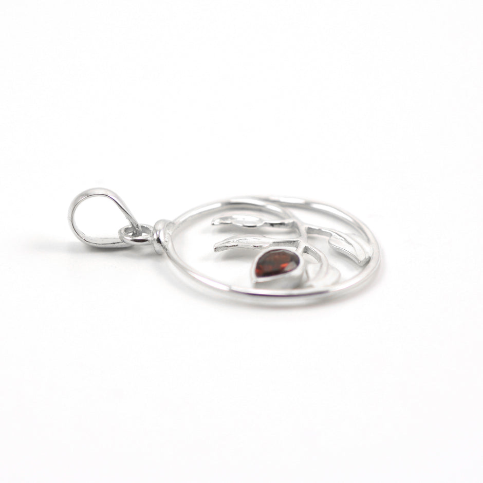 Sapling Tree Of Life Garnet Pendant