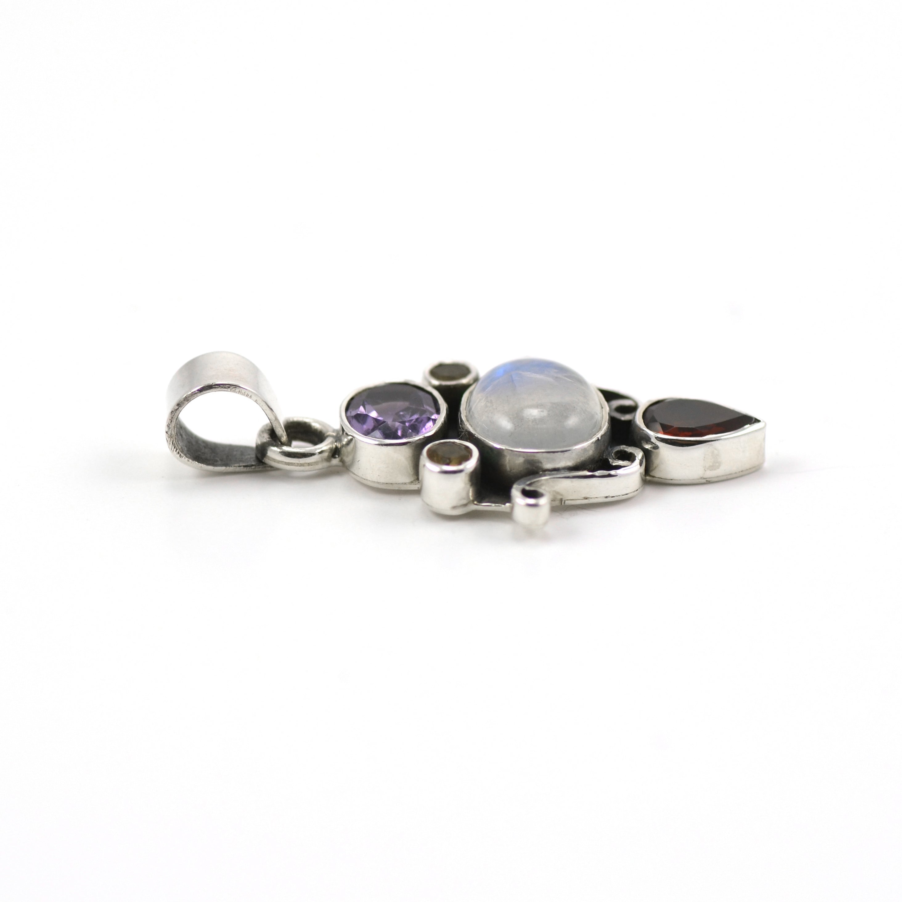 Triple Threat Amethyst Moonstone and Garnet Pendant