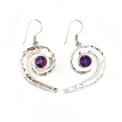 Drop Curl Amethyst Earrings