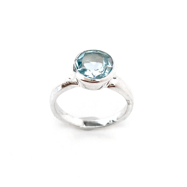 Deep Collar Blue Topaz Ring
