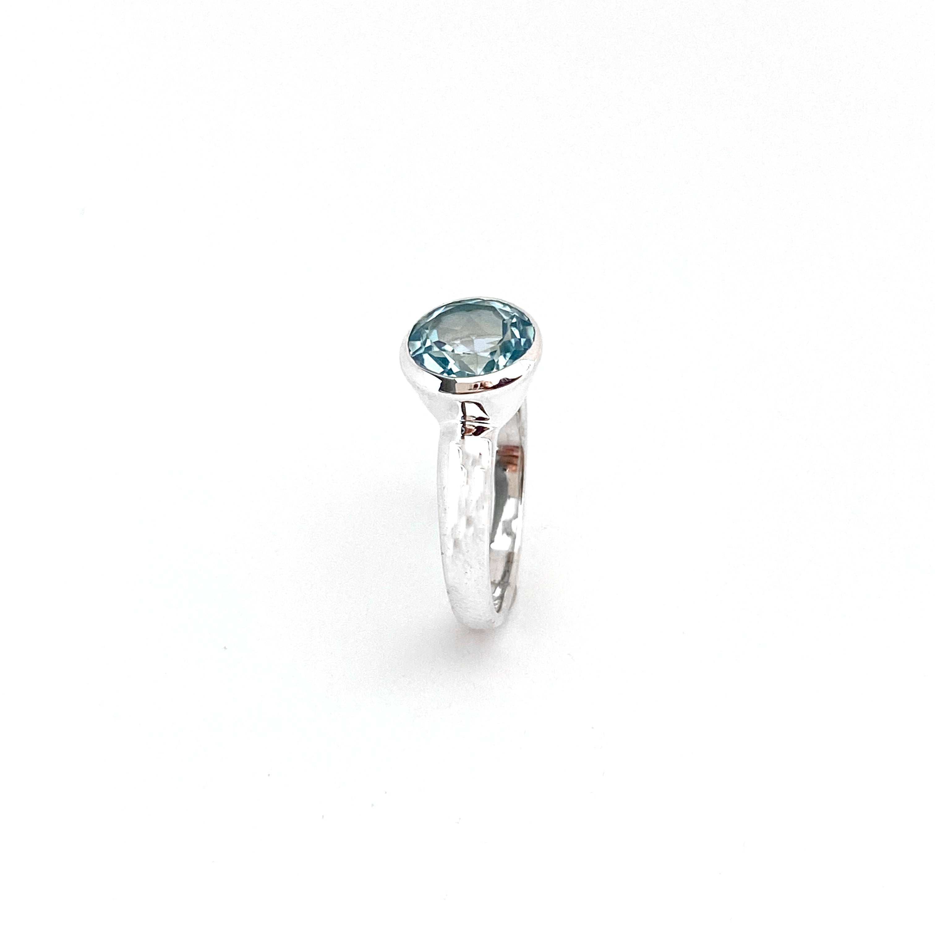 Deep Collar Blue Topaz Ring