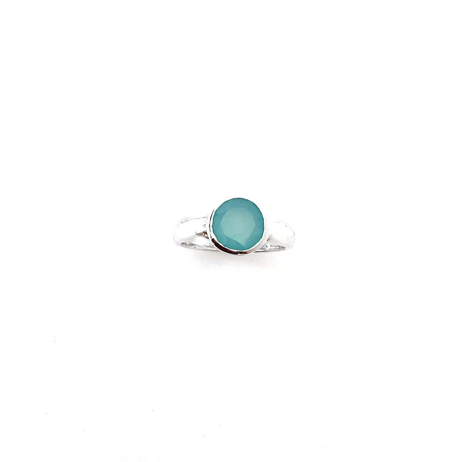 Deep Collar Blue Chalcedony Ring