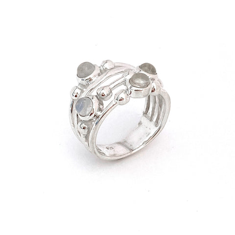 Silver Moonstone Storm Ring