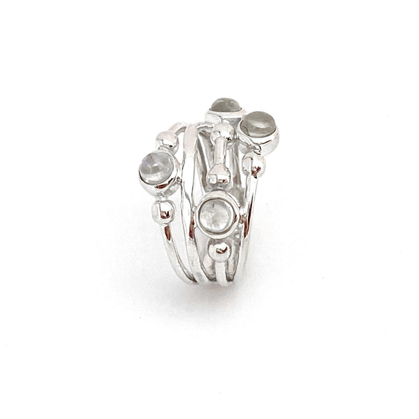 Silver Moonstone Storm Ring