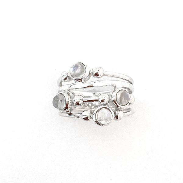 Silver Moonstone Storm Ring