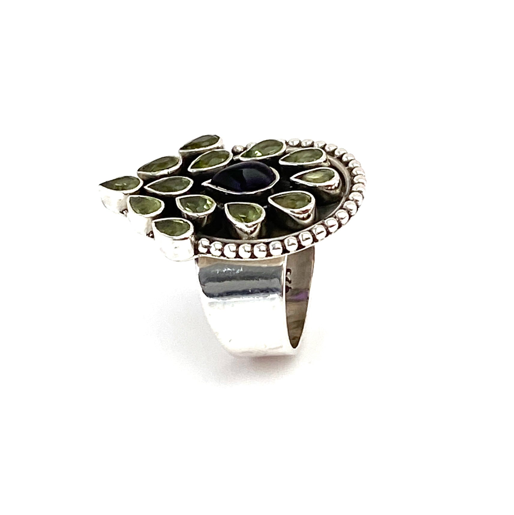 Peridot And Amethyst Peacock Ring
