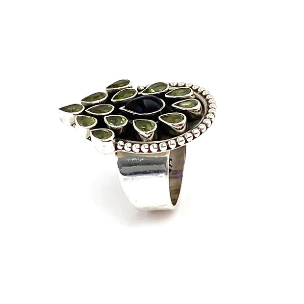 Peridot And Amethyst Peacock Ring