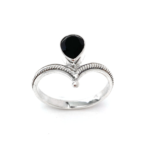 Silver Tiara With Onyx Ring