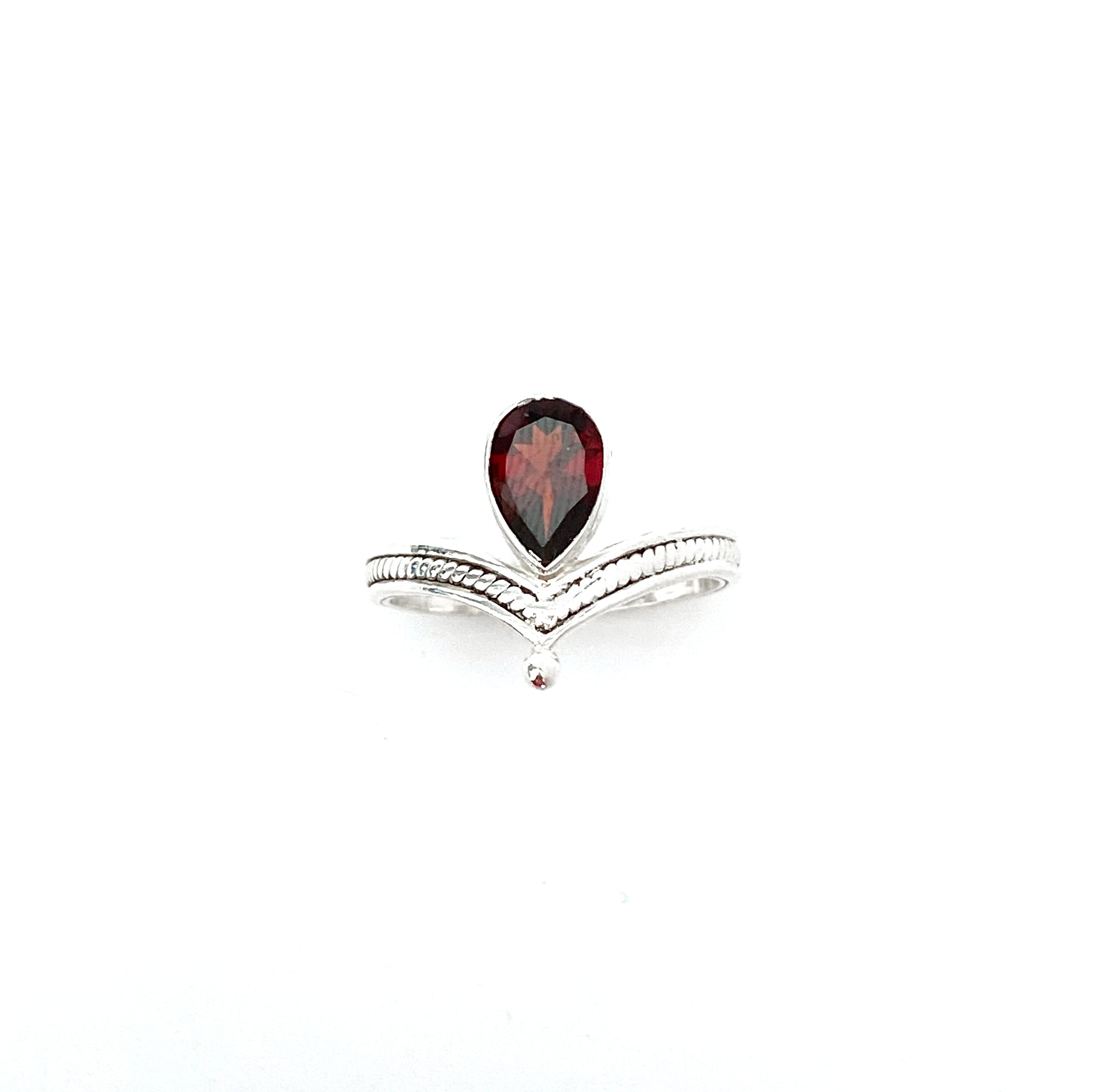 Silver Tiara With Garnet Ring