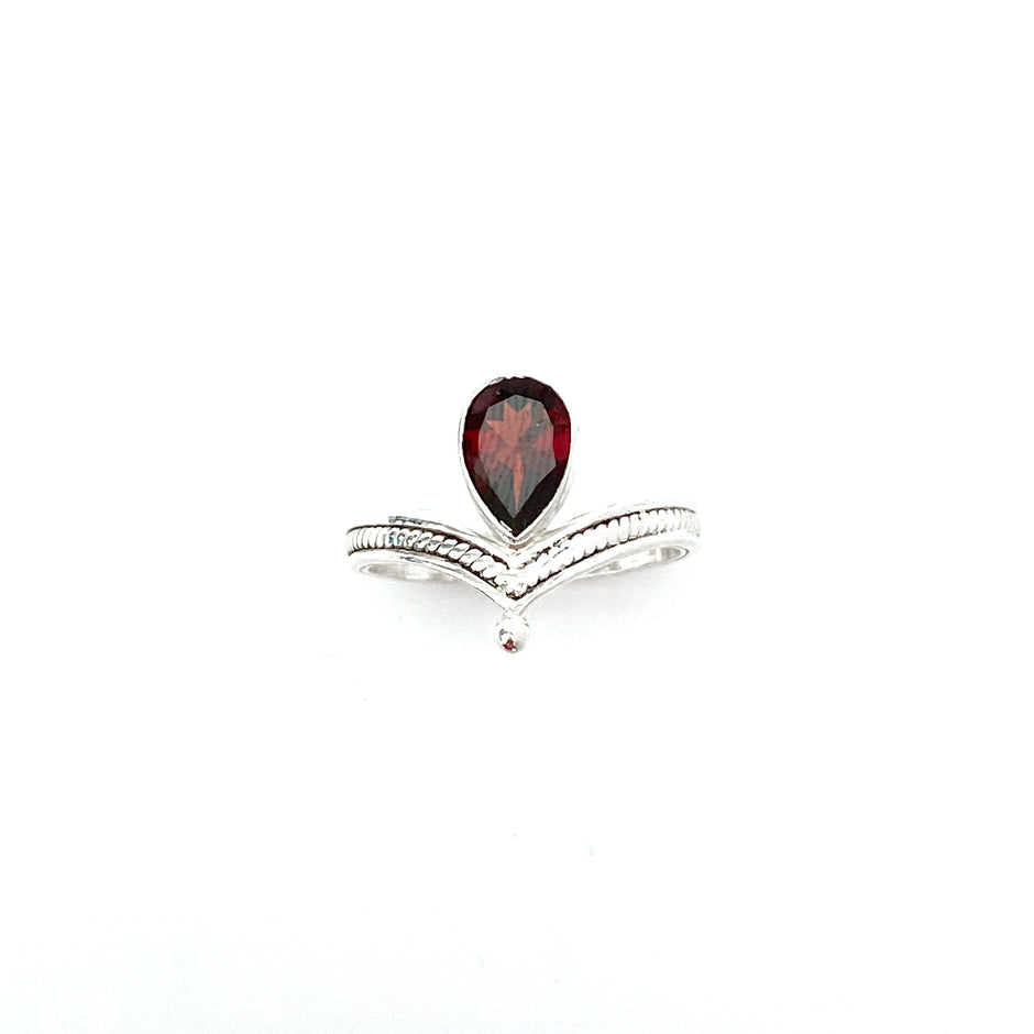 Silver Tiara With Garnet Ring
