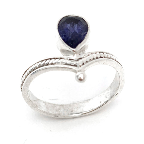 Silver Tiara With Iolite Ring