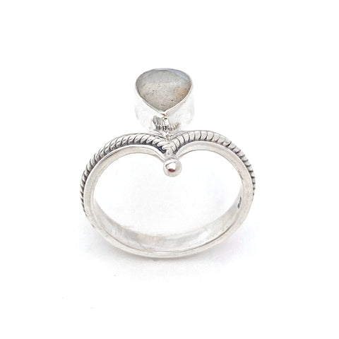 Silver Tiara With Labradorite Ring