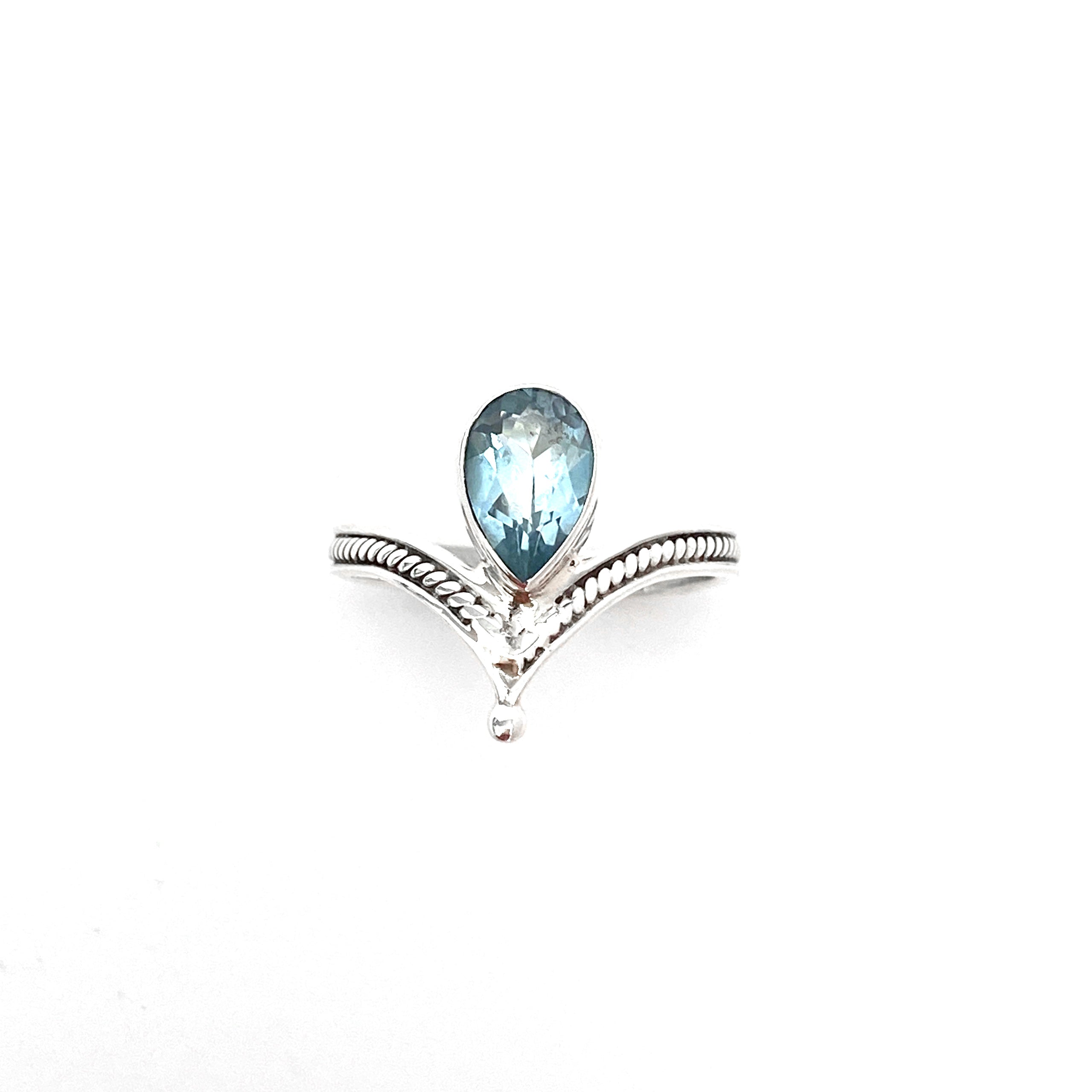 Silver Tiara With Blue Topaz Ring