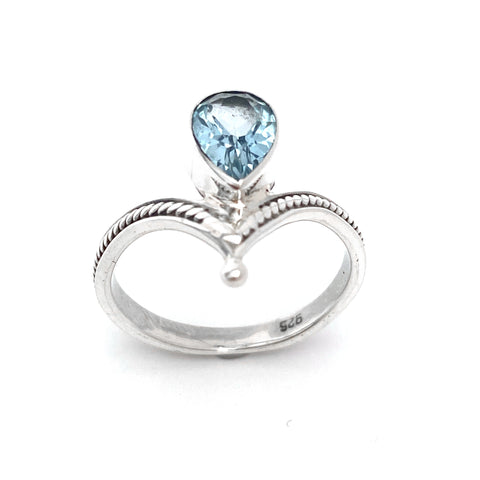 Silver Tiara With Blue Topaz Ring