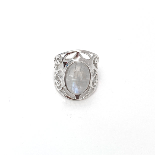 Grand Filigree Oval Moonstone Ring
