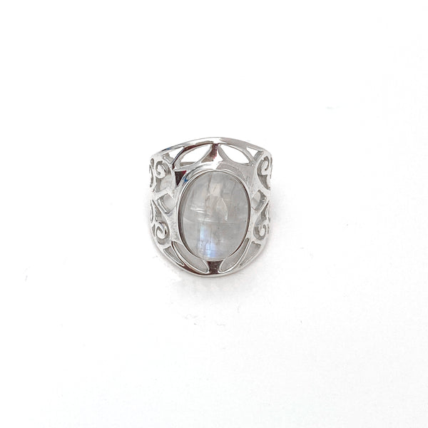 Grand Filigree Oval Moonstone Ring