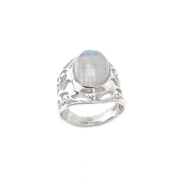 Grand Filigree Oval Moonstone Ring