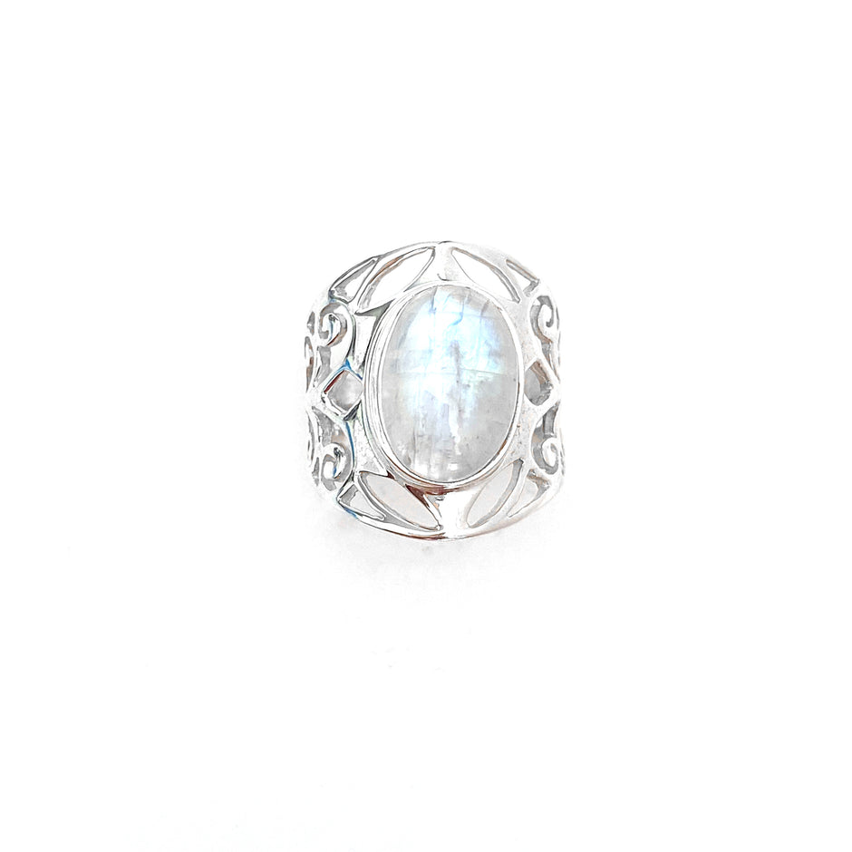 Grand Filigree Oval Moonstone Ring