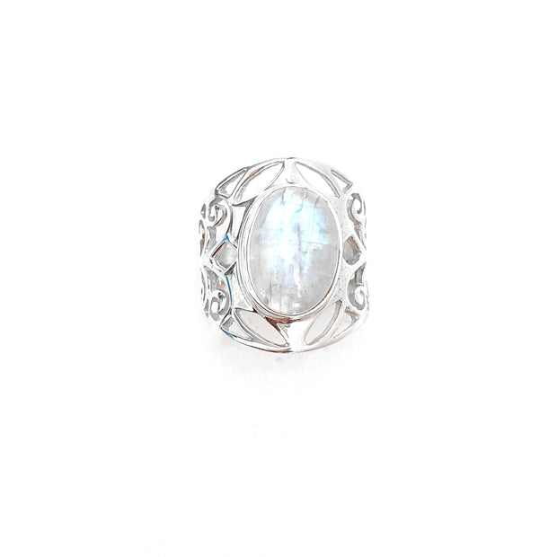 Grand Filigree Oval Moonstone Ring