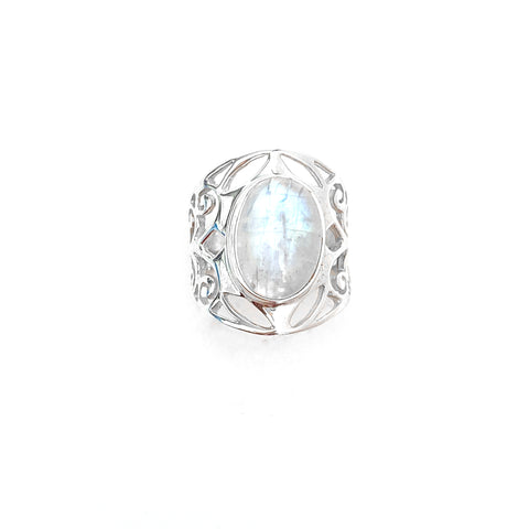 Grand Filigree Oval Moonstone Ring