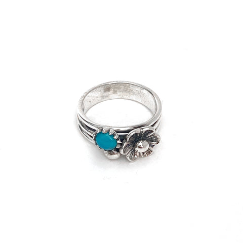 Turquoise Bouquet Silver Ring