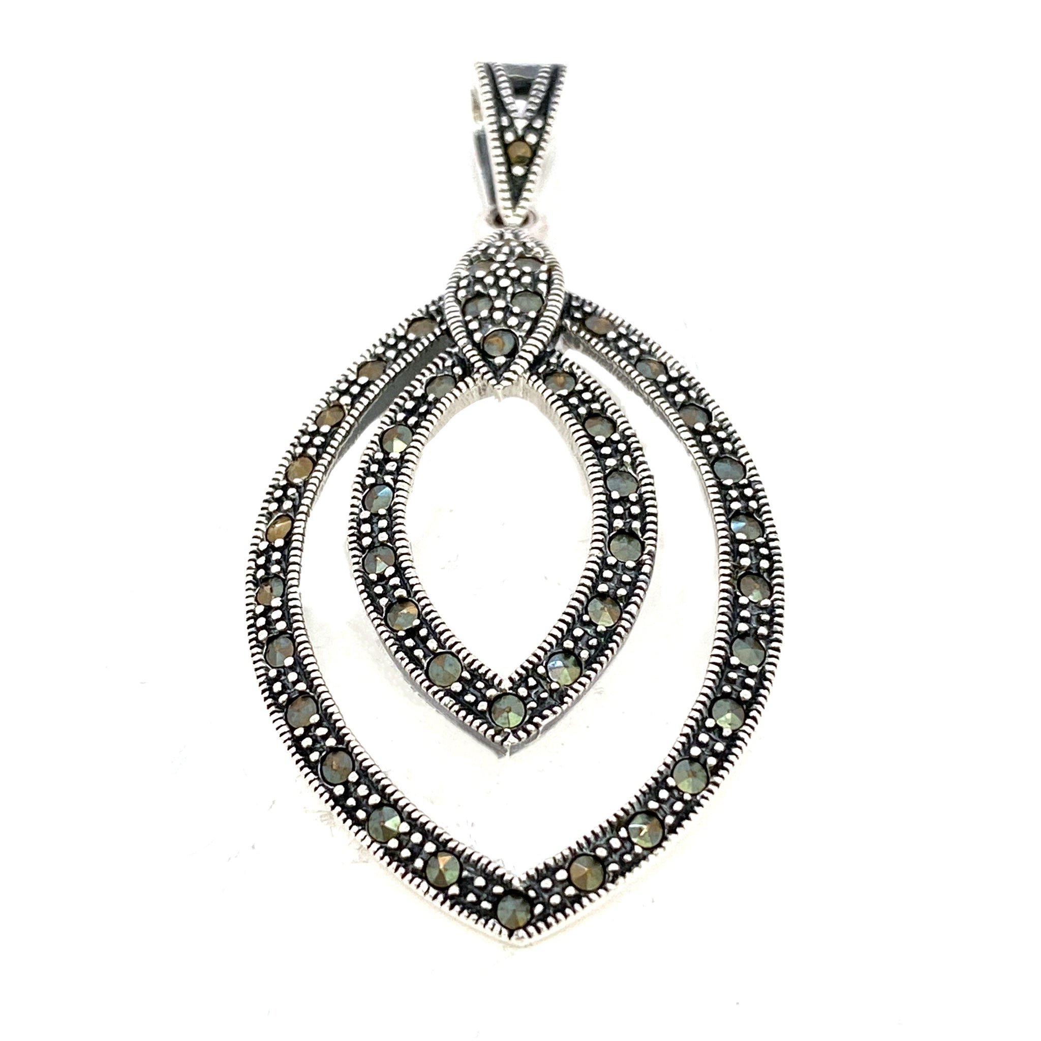 Coupled Leaf Marcasite Pendant