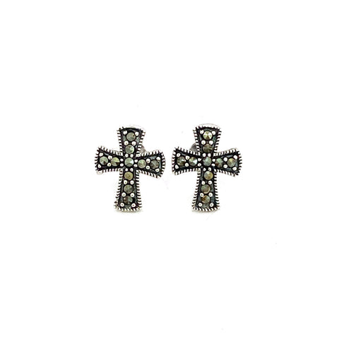 Marcasite Cross Stud Earrings