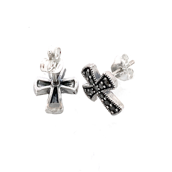 Marcasite Cross Stud Earrings