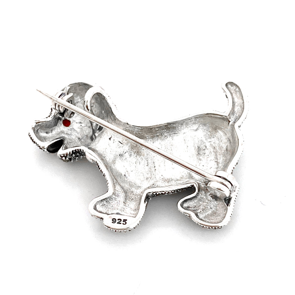 Marcasite Dog Brooch/Pendant