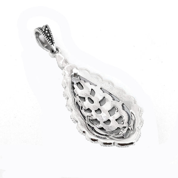 Graceful Victorian Teardrop Marcasite Pendant