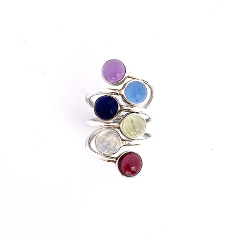 Rainbow Stack Silver Ring