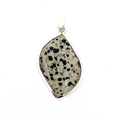 Silver Leaf Dalmatian Jasper Pendant