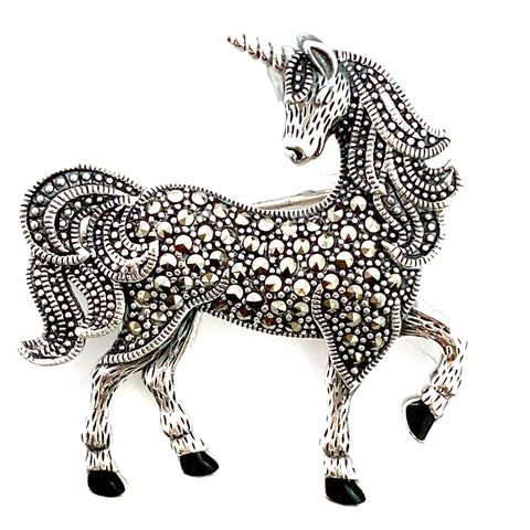 Marcasite Unicorn Brooch/Pendant
