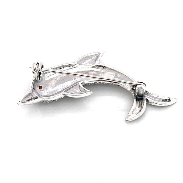 Decorative Marcasite Dolphin Brooch